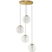 Nova Luce LED Pendelleuchte Galeo in Gold und Transparent 4x 6,25W 1765lm rund