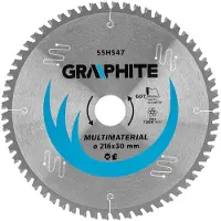 Graphite Graphit-Kreissägeblatt, breit, 216 x 30 mm, 60 Zähne (55H547)