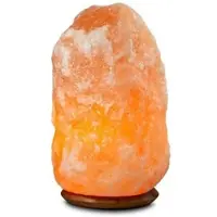 WAGNER LIFE Beleuchteter Salzkristall Rock mit Holzsockel ROCK, gelb / orange, für Wohn- / Esszimmer, Stein, Tischlampe
