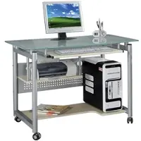 Yelloo Mod. WHEEL Schreibtisch mit Rollen Computertisch Glasplatte von