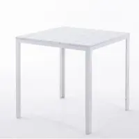 Idea New Garden Srl Quadratischer Außentisch 78x78 cm, Stahlstruktur und Holzeffekt-Tischplatte, moderner Stil für Garten oder Terrasse - GABRIEL - Weiß