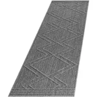KADIMA DESIGN In- & Outdoor-Teppich Boho Pflegeleicht Waschbar Strapazierfähig | Läufer Grau 80x250 cm Balkon Terrasse Küche Saugroboter | IMST –