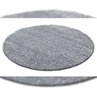 KADIMA DESIGN Teppich Hochflor Langflor Uni Kuschelig Waschbar Strapazierfähig Wohnzimmer Schlafzimmer Rund Hellgrau 80x80 cm – RHEIN von