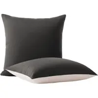 Wometo Kissenbezug im Doppelpack & Wende-Design ca. 80x80 cm – grau & hellgrau – fI klassischer Hotelverschluss I 2-farbige Optik I OEKO-TEX