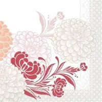 Mank Serviette aus Tissue - Design Clarissa in Bordeaux, 33 x 33 cm, 100 Stück - Dahlien Blumen Ornamente
