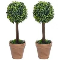 Furnicato Künstliche Buchsbäume 2 Stk. mit Topf Kugelform Grün 56 cm