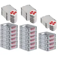 Proregal Spar Set 16x Eurobox Nextgen Color Mit Auflagedeckel & Schiebeschnappverschlüsse HxBxT 12 x 30 x 40 cm Griffe Rot Offen Glatter Boden