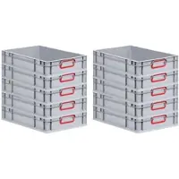 Proregal 10x Eurobox NextGen Color | HxBxT 12x40x60cm | 23 Liter | Griffe rot geschlossen | Glatter Boden | Eurobehälter