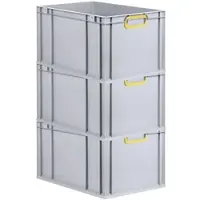 Proregal 3x Eurobox NextGen Color | HxBxT 22x40x60cm | 65 Liter | Griffe gelb geschlossen | Verstärkter Boden | Eurobehälter