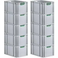 Proregal Spar Set 10x Eurobox Nextgen Color HxBxT 32 x 40 x 60 cm 65 Liter Griffe Grün Offen Verstärkter Boden Eurobehälter Transportbox