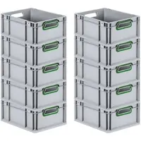 Proregal Spar Set 10x Eurobox Nextgen Color HxBxT 17 x 30 x 40 cm 16 Liter Griffe Grün Offen Glatter Boden Eurobehälter Transportbox