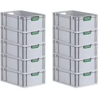 Proregal Spar Set 10x Eurobox Nextgen Color HxBxT 22 x 40 x 60 cm 44 Liter Griffe Grün Offen Verstärkter Boden Eurobehälter Transportbox