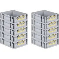 Proregal Spar Set 10x Eurobox Nextgen Color HxBxT 12 x 30 x 40 cm 11 Liter Griffe Gelb Geschlossen Glatter Boden Eurobehälter Transportbox