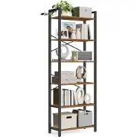 Vasagle Regal Bücherregal mit 6 Ebenen offene Ablagen 30 × 64 × 185,5 cm vintagebraun-tintenschwarz B34LLS062B01