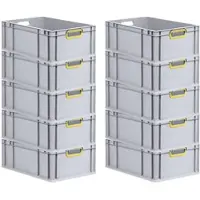 Proregal 10x Eurobox NextGen Color | HxBxT 22x40x60cm | 44 Liter | Griffe gelb offen | Verstärkter Boden | Eurobehälter