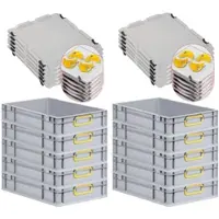 Proregal Spar Set 10x Eurobox Nextgen Color Mit Auflagedeckel & Schiebeschnappverschlüsse HxBxT 12 x 40 x 60 cm Griffe Gelb Geschlossen Glatter Boden