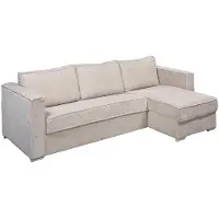 Vente-unique Eckschlafsofa mit Matratze - Ecke wechselbar - Cord - Beige - Liegefläche mit Lattenrost mit breiten Latten 160 cm - Matratze 14 cm - LORETO
