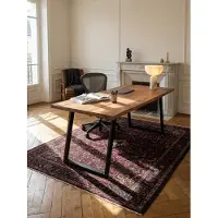 KADIMA DESIGN Schreibtisch 200x100x76 cm Akazie Massivholz / Metall Computertisch Baumkante, Homeoffice Bürotisch Massiv mit U-Beinen in Schwarz, Holztisch Laptoptisch Arbeitszimmer
