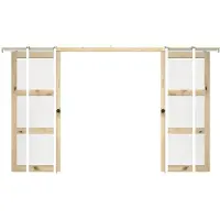 Vente-unique Versenkbare Doppeltüren aus Holz und gehärtetem Glas - 3 Fenster - 2 x H 205 x B 93 cm - ACOSTA II
