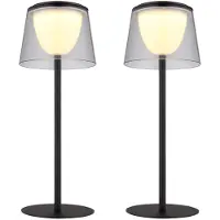 Globo Lighting 2er Set LED Tischleuchte, Innen Außen, rauch, Touchdimmer, H 34 cm