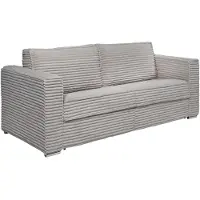 Vente-unique Schlafsofa mit Matratze 4-Sitzer - grob gerippter Cord - Hellgrau - Liegefläche 160 cm - Matratze 22 cm mit Memory Schaum - LORETO