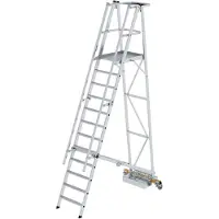 MUNK Günzburger Steigtechnik MUNK Podestleiter fahrbar mit schmaler Traverse 12 Stufen