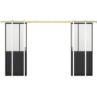 Vente-unique Versenkbare industrielle Doppelschiebetür - Schwarz und gehärtetes Glas - 2 x H 205 x B 93 cm - ARTISTO II