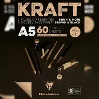 Clairefontaine 5x Block Kraftpapier, zweifarbig, geleimt, 60 Blatt A5 90g - 975817C