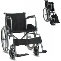 Mobiclinic Rollstuhl faltbar Faltrollstuhl selbstfahrend Alcazaba Sitz 46 cm Bordsteinauflaufsystem Anti-Schock-Reifen Bremsen an den Rädern Schwarz