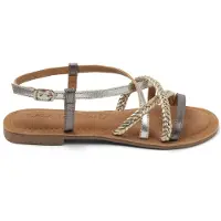 Lazamani Sandalen Damen Silber Leder