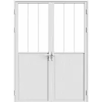 Vente-unique Tür-Set - zwei Flügel - wendbar - Aluminium & Sicherheitsglas - Industrial Style - 2 x 204 x 73 cm - Weiß - ERMELO