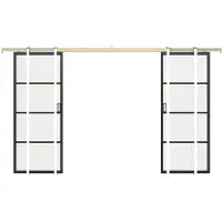 Vente-unique Versenkbare Doppelschiebetür - Aluminium und mattiertes gehärtetes Glas - 2 x H 205 x B 93 cm - SINCA II