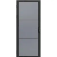Vente-unique Tür-Set - wendbar - Aluminium & Rauchglas - 204 x 93 cm - Schwarz - MASERU