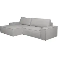 Vente-unique Linke Eckschlafcouch mit grauem Strukturbezug - AMELIA