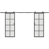 Vente-unique Doppelte Wandschiebetüren – Aluminium und gehärtetes Glas – 2 x H 205 x B 93 cm – WILDEN II