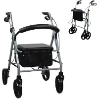 Mobiclinic , Rollator, Große Räder für die Straße, Klappbar, mit Stoffkorb und Sitz, Aus Aluminium, Leicht, Beständig, Modell Sofía, Grau