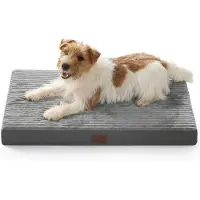 OEM Orthopädisches Hundebett für kleine Hunde - Waschbares Hundekissen mit Anti-Slip-Boden, Hundematte, Grau, 74 x 46 x 7 cm