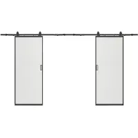 Vente-unique Doppelschiebetür für die Wandmontage - Aluminium und mattiertes gehärtetes Glas - 2 x H 205 x B 63 cm - LINCI II