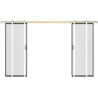 Vente-unique Versenkbare Doppelschiebetür - Aluminium und mattiertes gehärtetes Glas - 2 x H 205 x B 63 cm - LINCI II