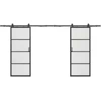 Vente-unique Doppelschiebetür für Wandmontage - Aluminium und klares gehärtetes Glas - 2 x H 205 x B 73 cm - SINCA II