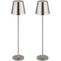 Globo Lighting 2er Set LED Tischlampe, silber, Touchdimmer, Höhe anpassbar, H 47 cm