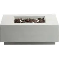 Beliani Feuerstelle Hellgrau mit Gas 88 x 88 x 32 cm Quadratisch aus GRC Glasfaserverstärkter Beton Garten Terrasse Outdoor
