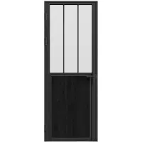 Vente-unique Doppelseitige Tür im Industriestil aus Aluminium und mattiertem gehärtetem Glas - H 204 x B 83 cm - Schwarz - ERMELO