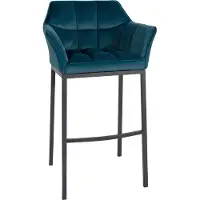 DELUKE Barhocker GIBEL - Samt Grün 64x48x110 cm Schwarz | Barstuhl Mit Lehne Tresenhocker Tresenstuhl Kneipenhocker Kneipenstuhl
