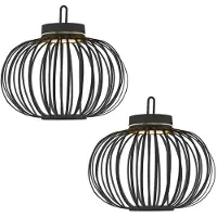 JUST LIGHT 2er Set LED Akku Pendel-/Tischleuchte, schwarz, Touchdimmer, D 36 cm