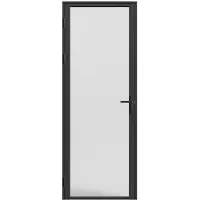 Vente-unique Doppelflügeltüren aus Aluminium und mattiertem gehärtetem Glas - H 204 x B 73 cm - Schwarz - LOXTON