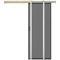 Vente-unique Versenkbare Schiebetür - Aluminium und geräuchertes gehärtetes Glas - H 205 x B 73 cm - LINCI II