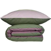 Schiesser Bettwäscheset Vendi | 2-teilig | Gestreift | Renforcé | 100 % Baumwolle | Reißverschluss | 155x220cm + 80x80cm | Grün