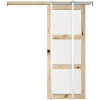 Vente-unique Versenkbare Schiebetür aus Holz und gehärtetem Glas - 3 Fenster - H 205 x B 83 cm - ACOSTA II