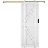 Vente-unique Schiebetür mit Galandage-System - Holz & MDF - Weiß - 205 x 93 cm - NEFARA